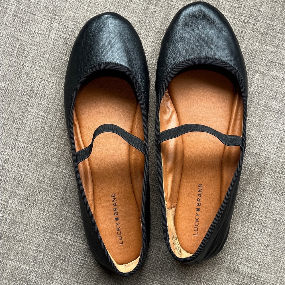 Lucky Brand Black Leather Ballet Flat Shoes 8.5 - Picture 2 of 9